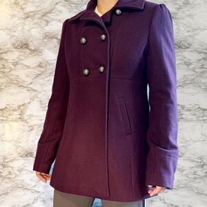Maurices Eggplant Faux Wool Pea Coat